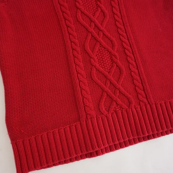 Eddie Bauer Red Knit Cotton Blend Cable Knit Fisherman Turtleneck Sweater Xl - Picture 7 of 10